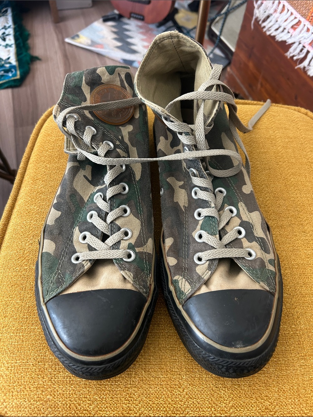 Converse Camouflage High Top Sneakers in Green, Brown, Black